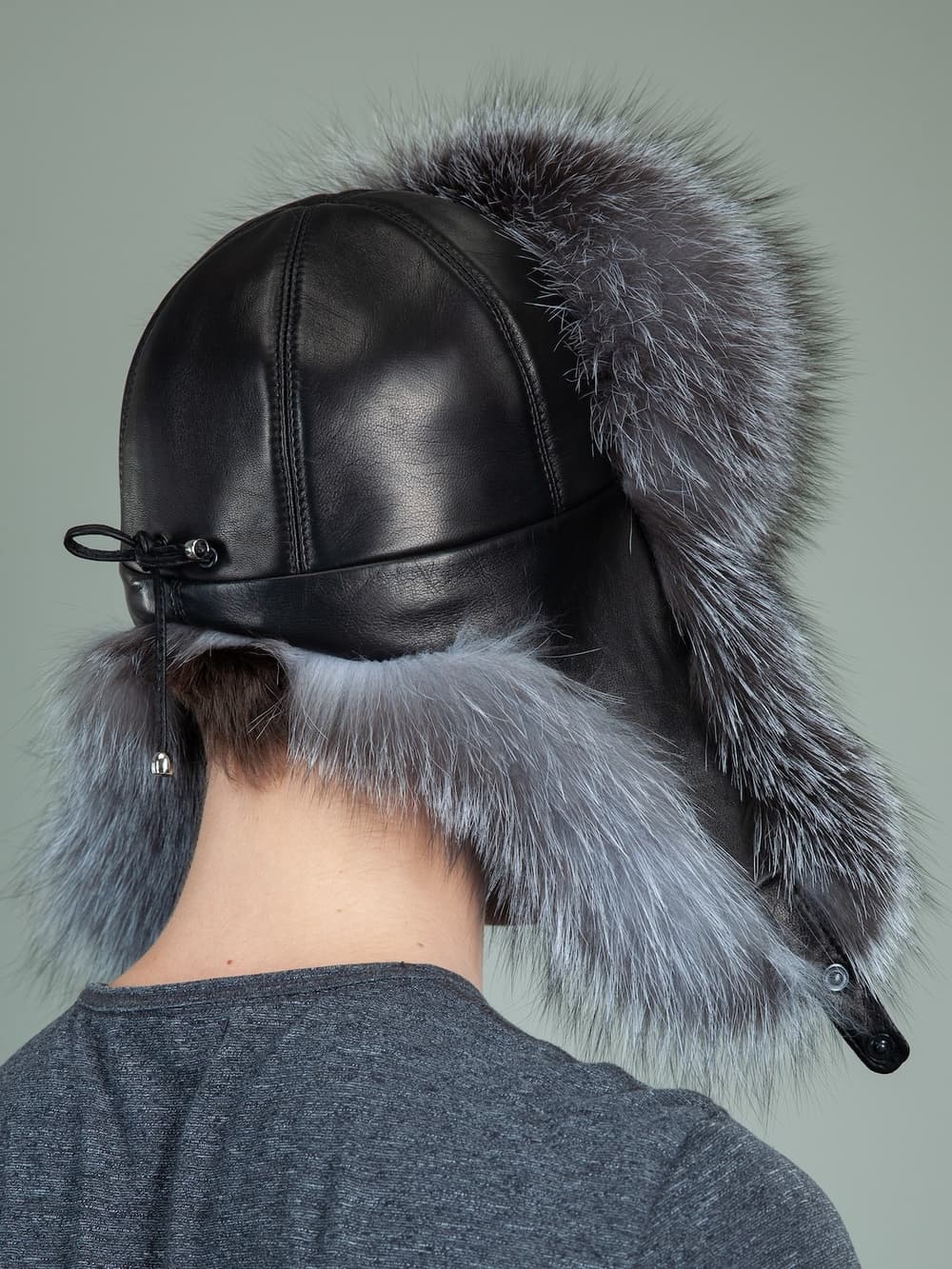 Real Silver Fox Fur Hat Russian Ushanka Hats Winter Aviator trapper Bomber Cap