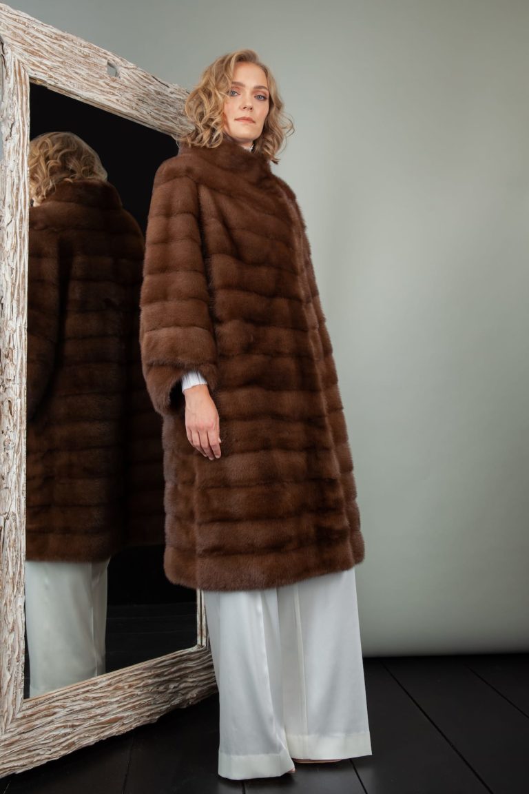 Asymmetric Brown Mink Fur Coat for Women NordFur