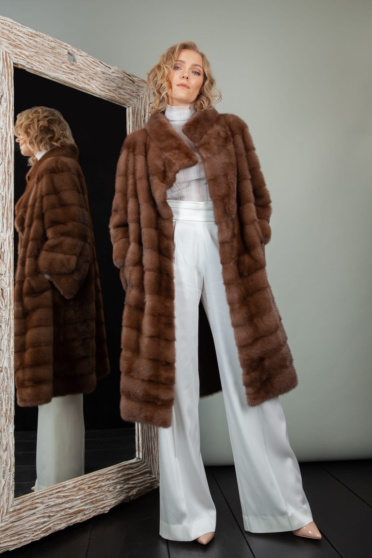 Asymmetric Brown Mink Fur Coat For Women NordFur