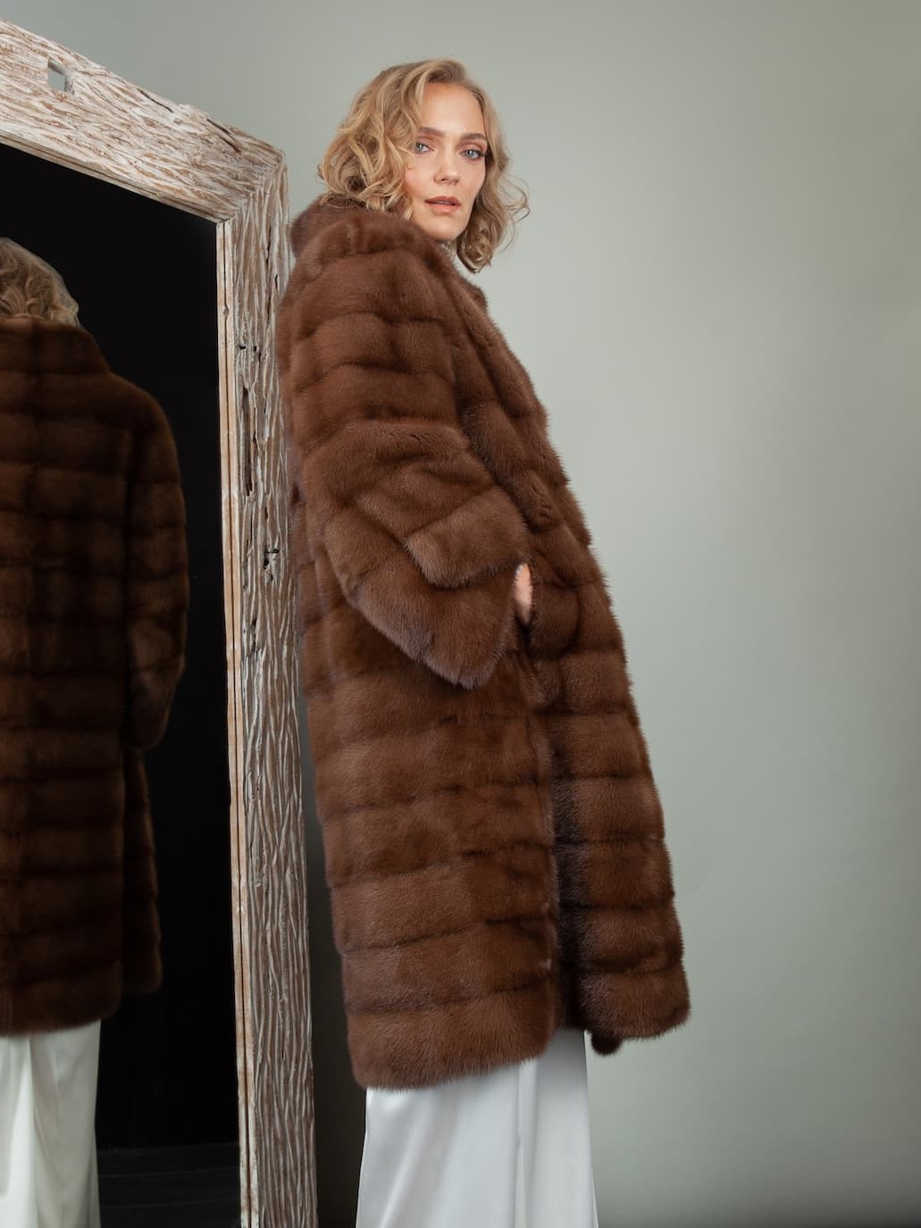 Asymmetric Brown Mink Fur Coat for Women | NordFur