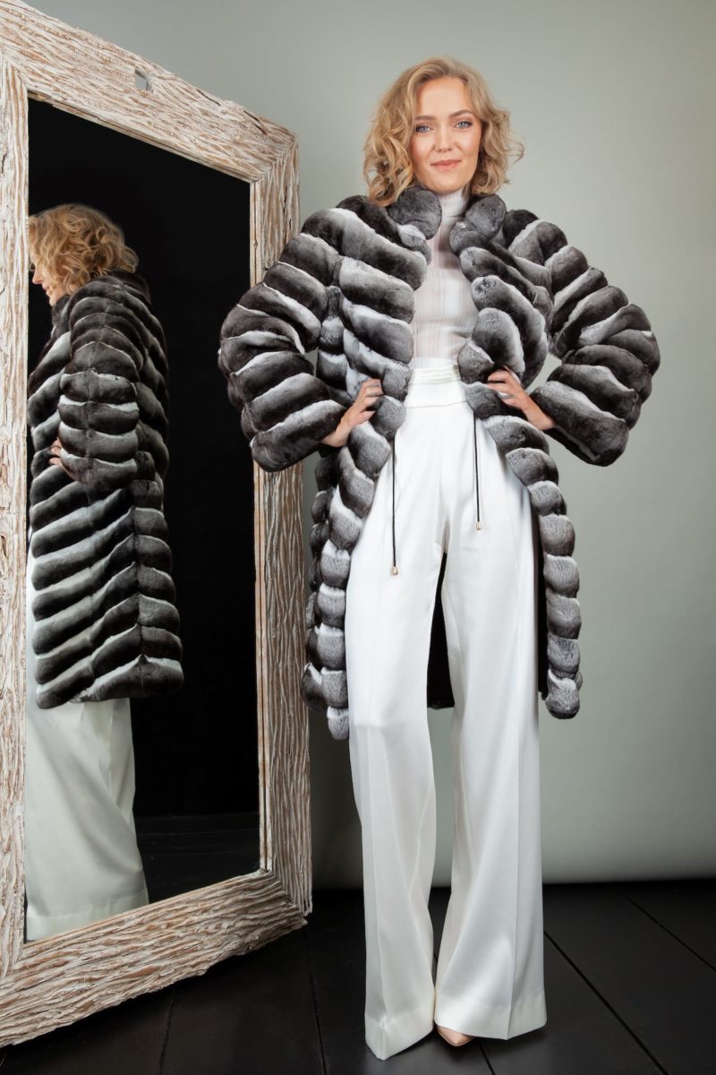 natural chinchilla fur coat