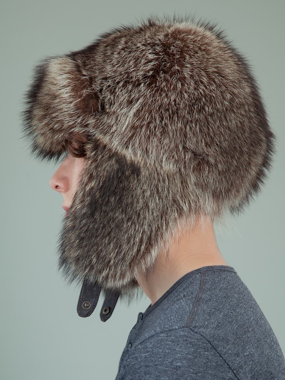 Raccoon Full Fur Trapper Hat with Ear Flaps