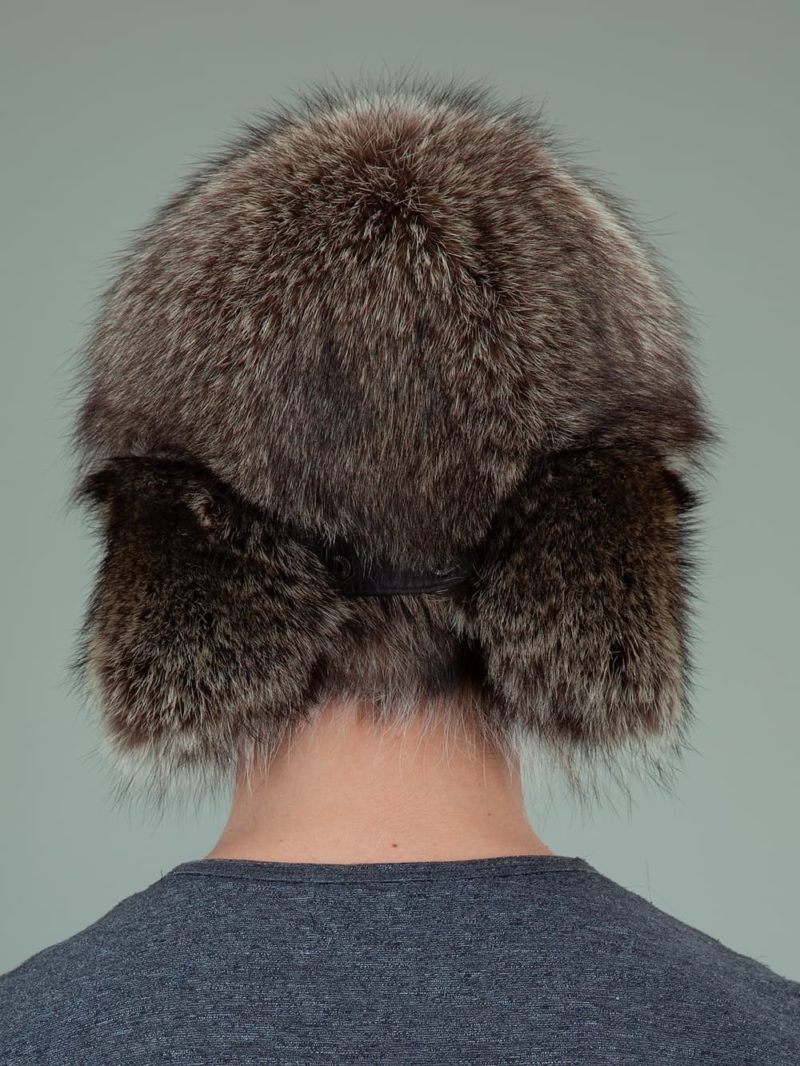 natural raccoon full fur russian hat with ears for men & women