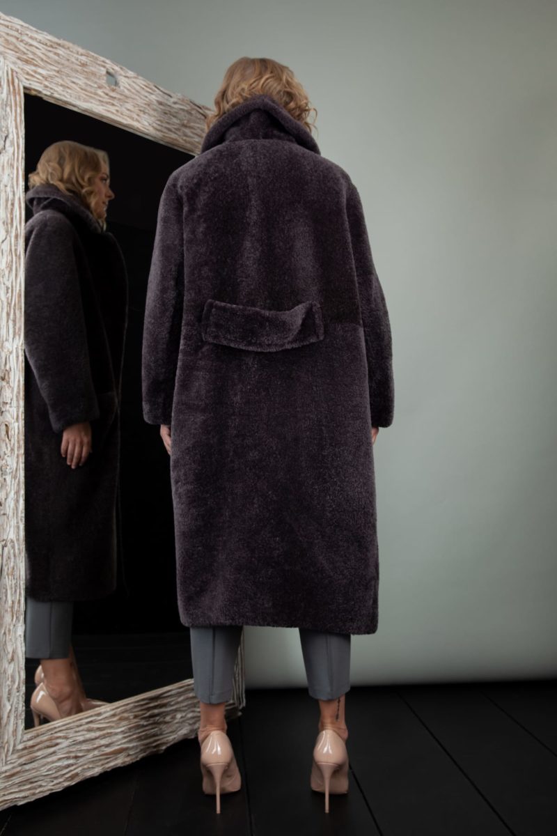 purple oversized sheepskin fur teddy coat for women