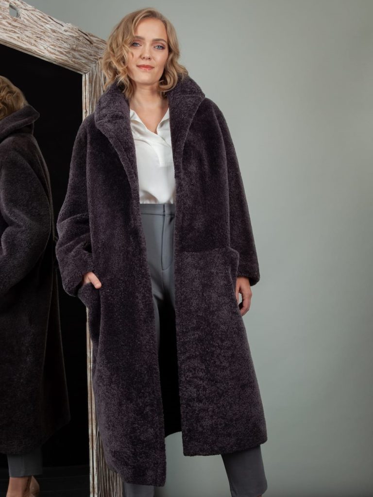 Purple Sheepskin Teddy Coat for Women | NordFur