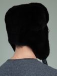 sheared black beaver full fur hat with ear flaps for men & women