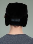 sheared black beaver full fur hat with ear flaps for men & women
