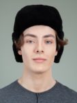 sheared black beaver full fur hat with ear flaps for men & women