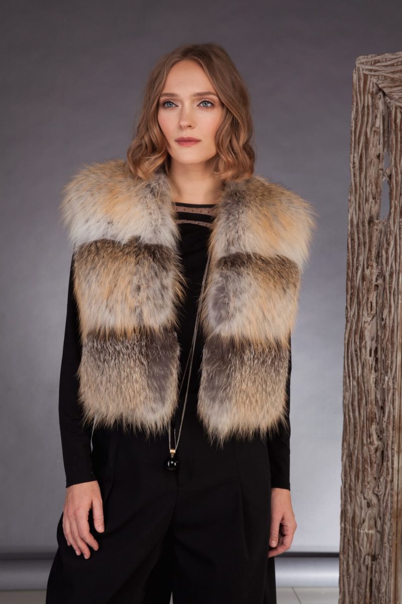 short island fox fur vest gilet for women