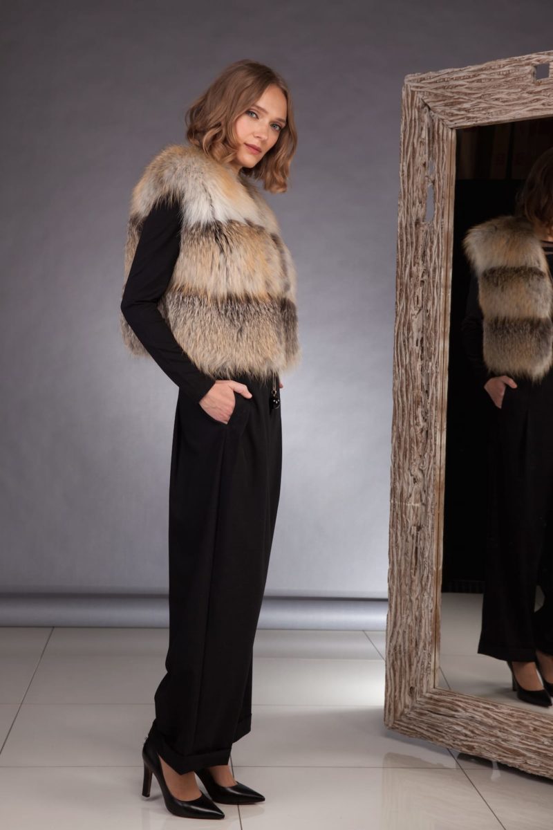 short island fox fur vest gilet for women