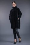 black mouton sheepskin fur coat