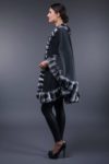 dark gray cashmere cape with natural chinchilla fur trim