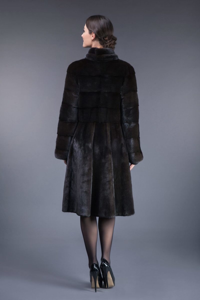 natural black velvet mink fur coat