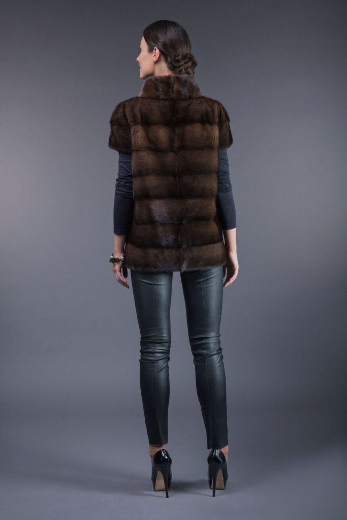 Natural Brown Mink Fur Vest with Shoulders | Handmade by NordFur