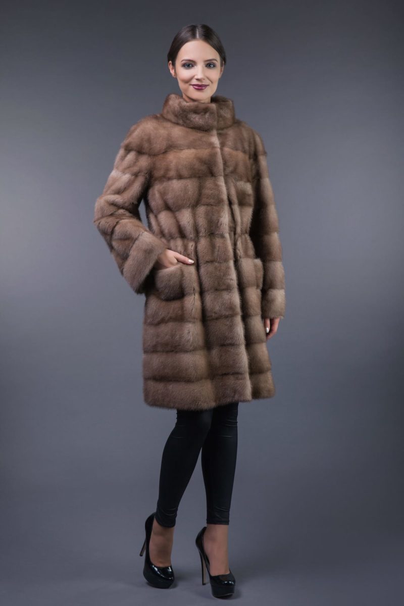 natural pastel horizontal mink fur coat