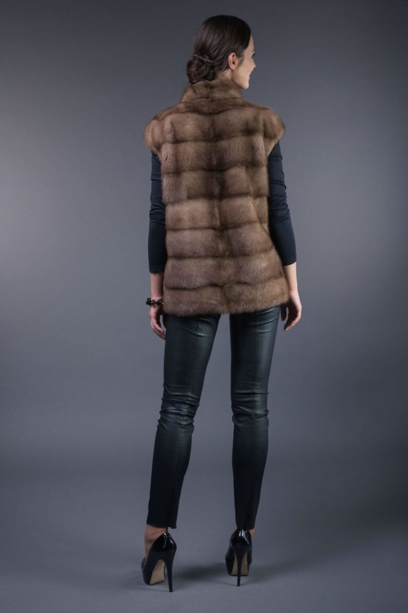 short natural horizontal pastel mink fur vest