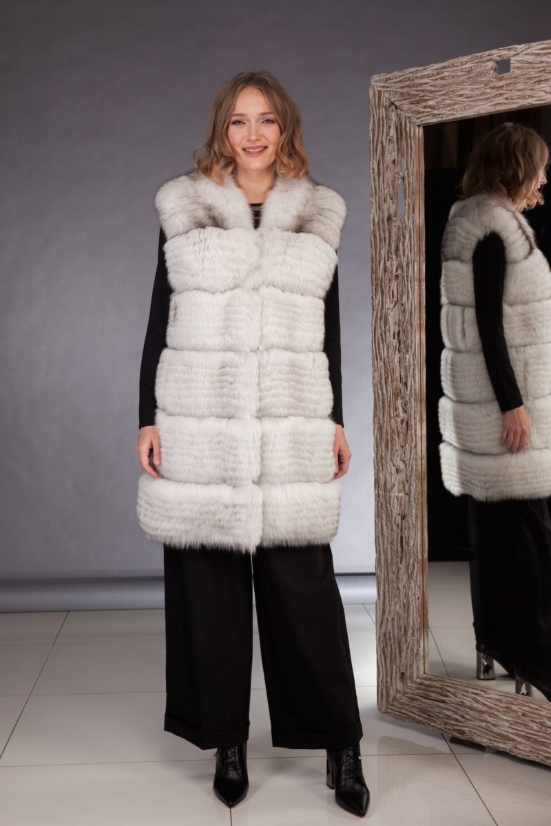white fox fur vest