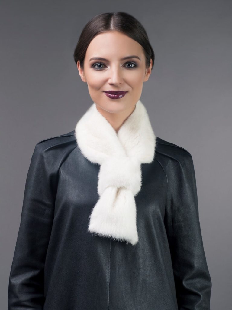 White Mink Fur Scarf for Women NordFur
