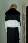 black baby merino wool shawl with detachable fox fur collar