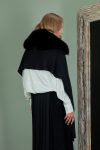 black baby merino wool shawl with detachable fox fur collar