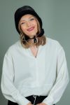 black fur-lined sheepskin helmet hat