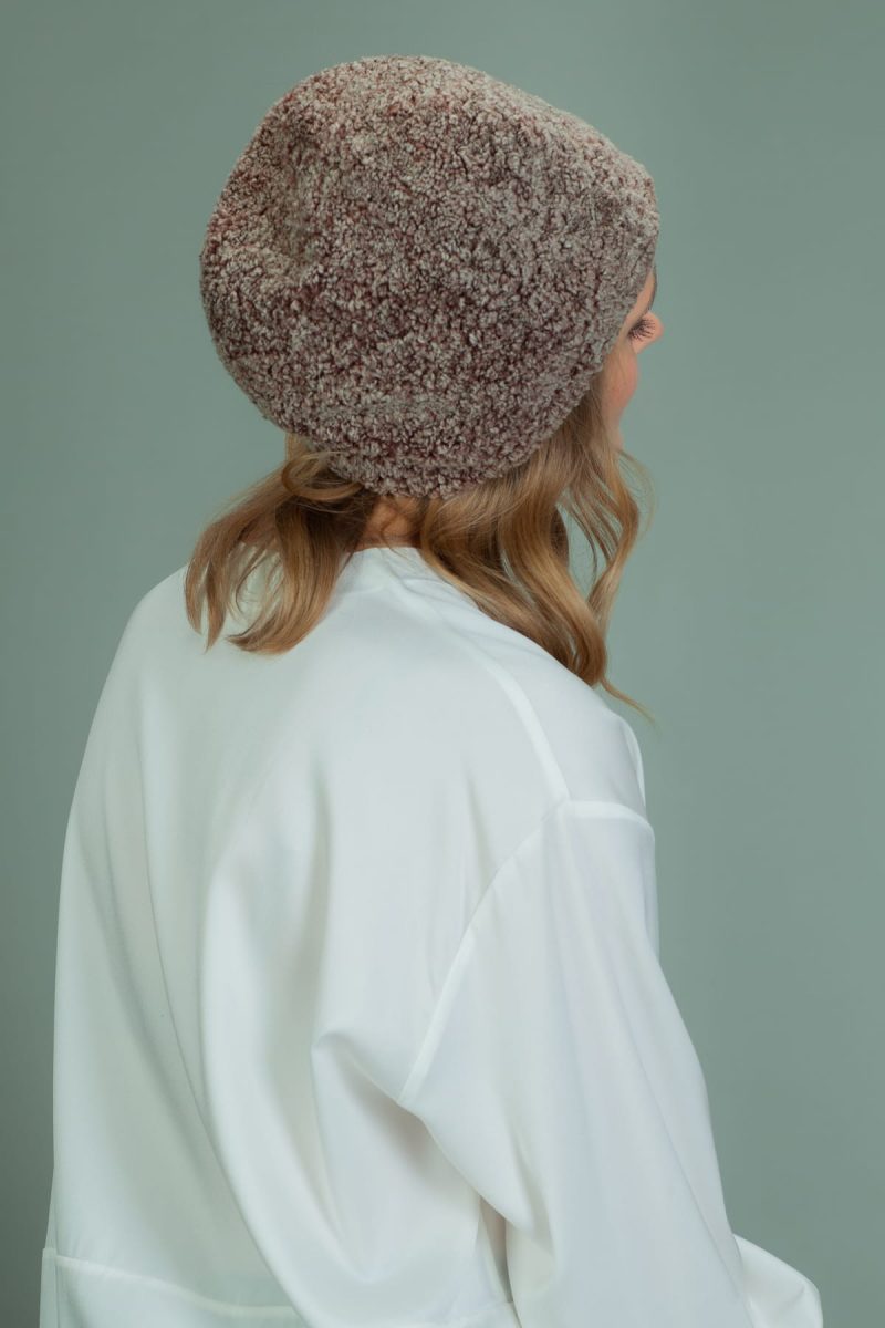 brown sheepskin fur hat