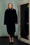 dark blue mouton sheepskin coat
