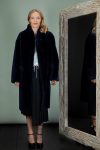 dark blue mouton sheepskin coat