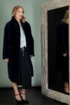 dark blue mouton sheepskin coat