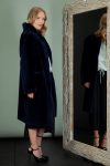 dark blue mouton sheepskin coat