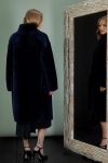 dark blue mouton sheepskin coat