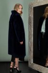 dark blue mouton sheepskin coat
