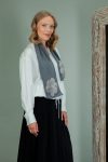 dark gray cashmere wool scarf with mink fur decoration
