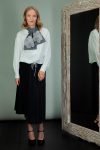 dark gray cashmere wool scarf with mink fur decoration
