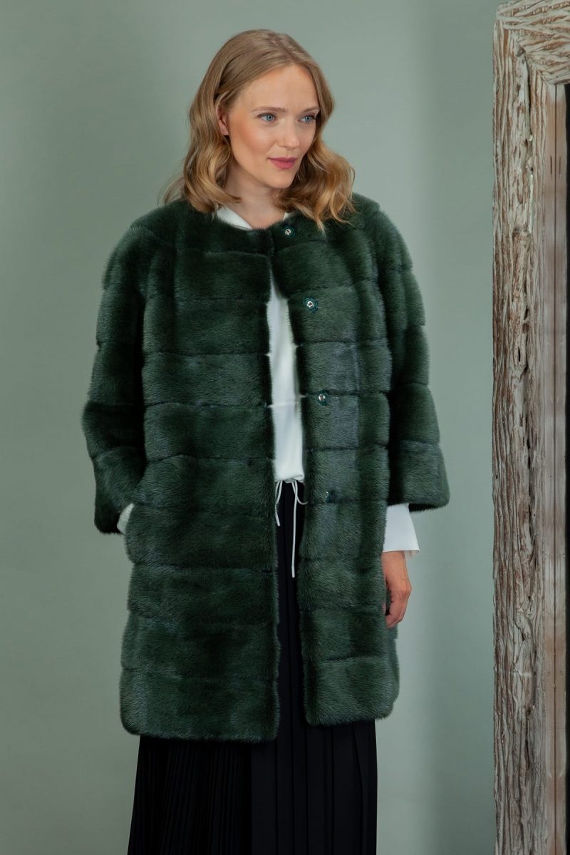 dark green mink fur coat