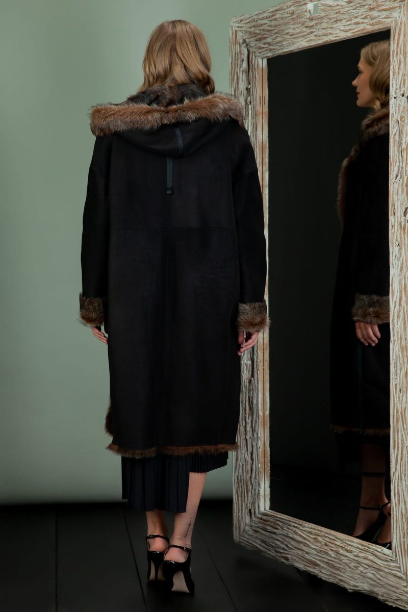 fur lined hooded sheepskin coat