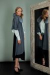 gray baby merino wool scarf with detachable silver fox fur collar