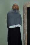 gray baby merino wool scarf with detachable silver fox fur collar