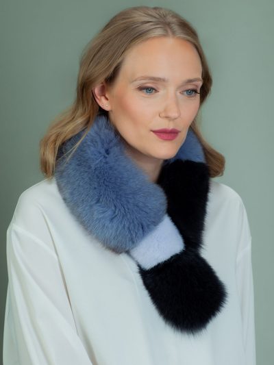 keyhole blue fox fur scarf