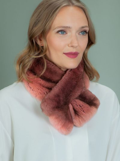 keyhole pink rex rabbit fur scarf