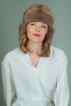 light brown mink fur ushanka hat