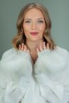 white wool mittens with fox fur decoration