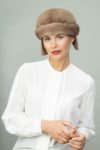 beige round mink fur hat for men and women