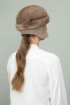 beige round mink fur hat for men and women