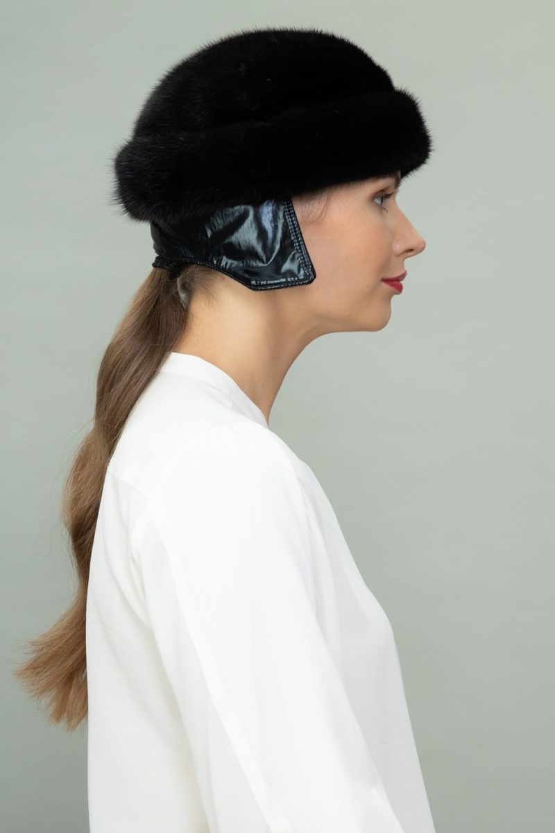 black round mink fur hat for men and women