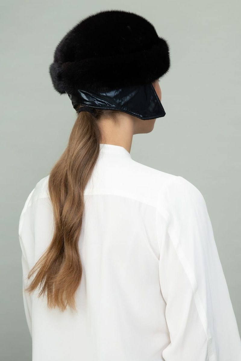 black round mink fur hat for men and women