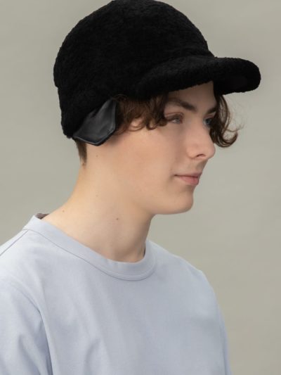black sheepskin snap hat for men and women
