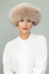 brown fox fur and beige sheepskin hat