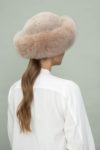 brown fox fur and beige sheepskin hat