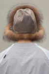 brown fox fur puffy hat